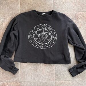 Black Graphic Cropped Sweatshirt Three Layer